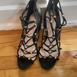 Aldo Black/Gold Heel Sandal